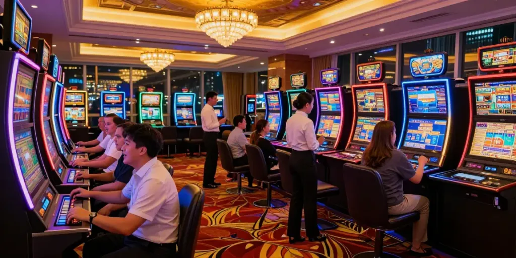Exciting slot88 resmi gaming experience in a luxurious casino.