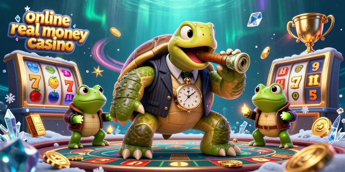 Experience thrilling moments at an online real money casino with engaging characters and sparkling casino elements.